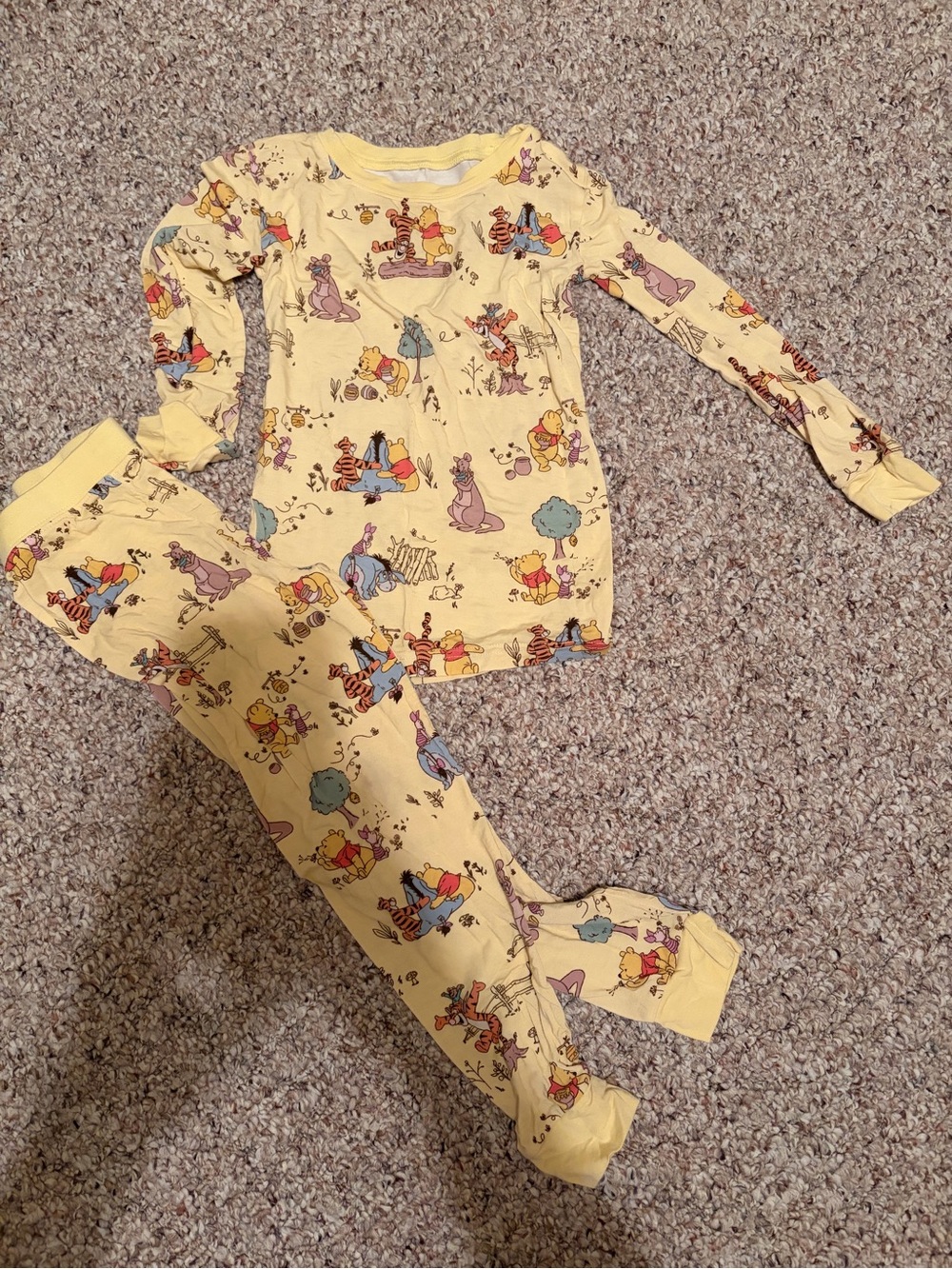 Little Sleepies Yellow Winnie-the-Pooh Print Long Sleeve Pajama Set